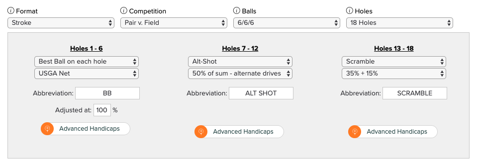 6/6/6 tournament setup